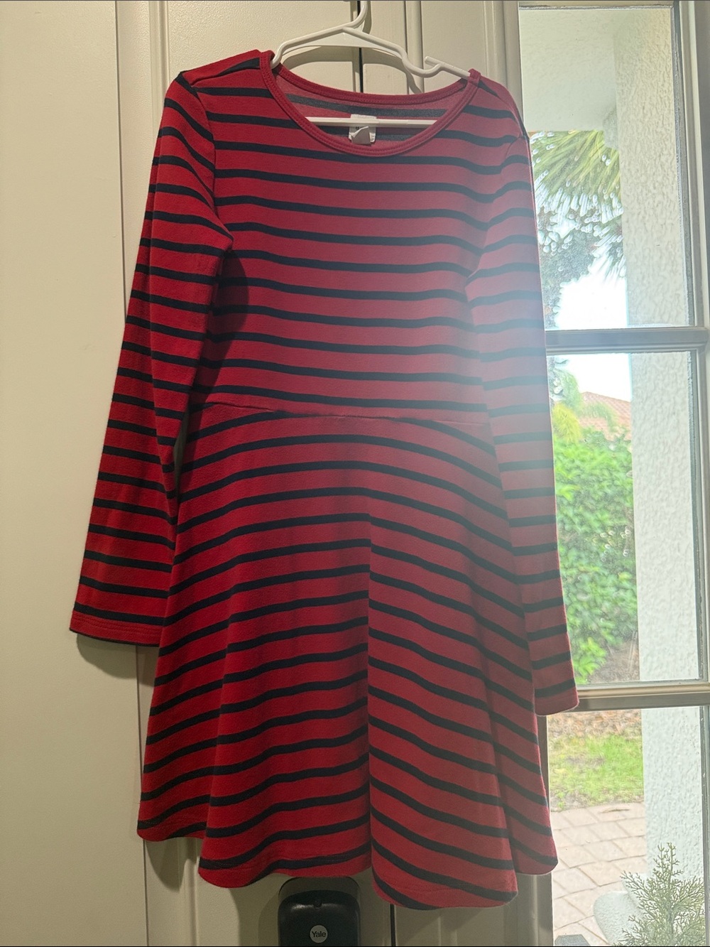 GAP Red and Black Striped Long-Sleeve Casual Dress